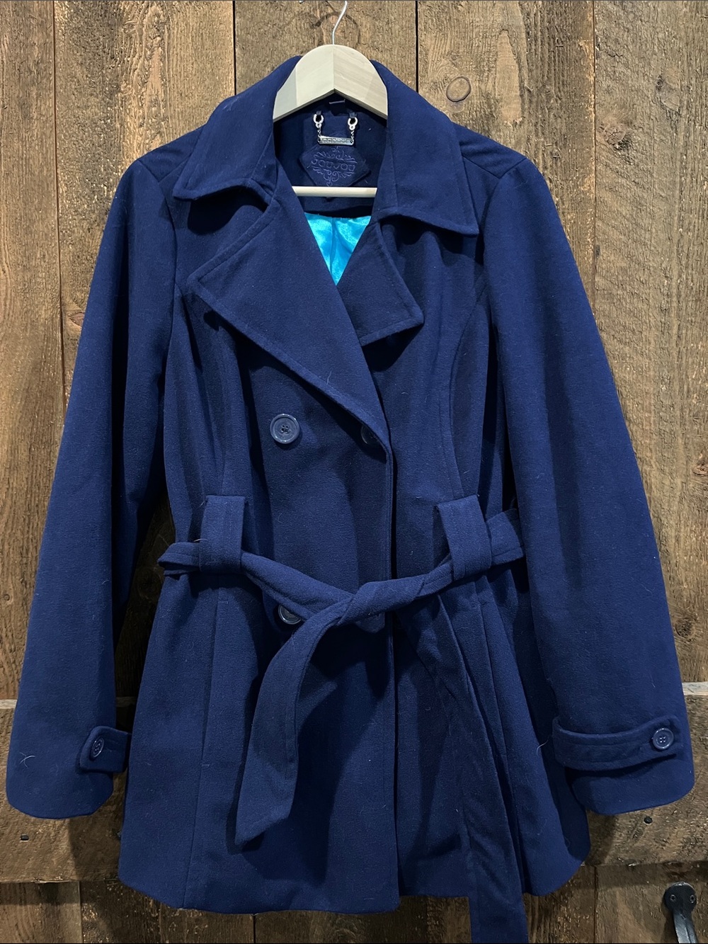 Jou Jou Deep Navy Double-Breasted Belted Trench Coat